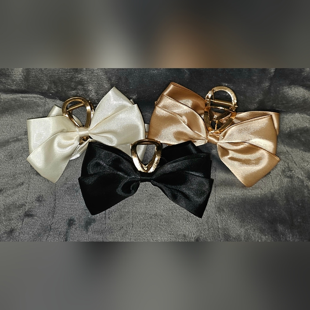 Set of 3 Big Bow Claw Clips